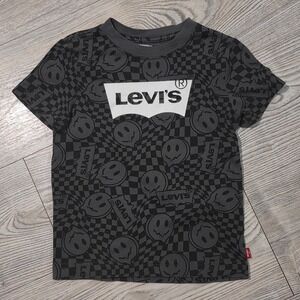 Black and Gary Smiley Face Levi's Tee -Size Small